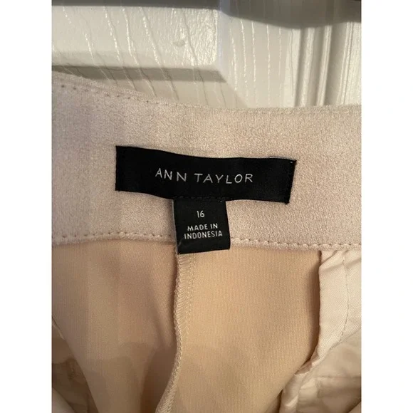 Ann Taylor Kate Women's Faux Suede Wide Leg Pants Cream High Rise Size XL - Picture 11 of 14